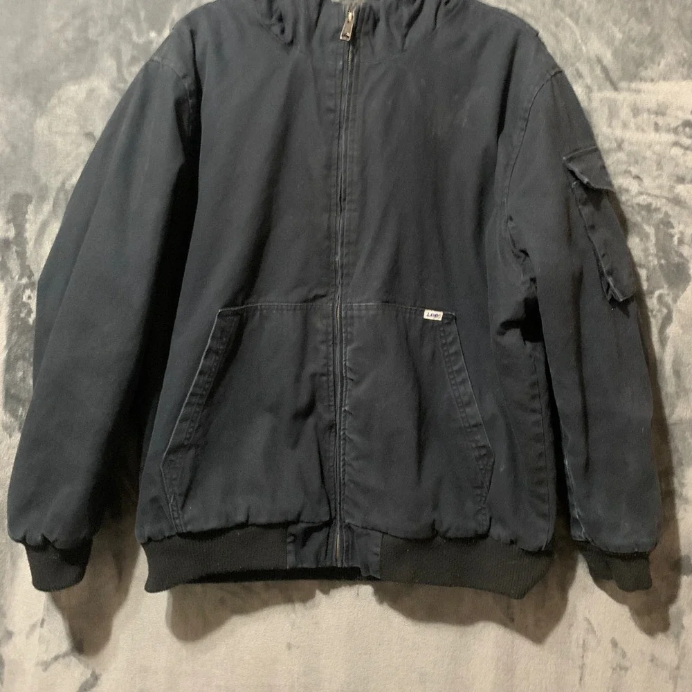 Lee Jacket Mens XL LM33JK686 Black Sherpa Lined Hooded Workwear EUC